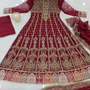 Pure Chiffon Sabyasachi Stone Work Chiffon Dupatta,Silk Pant