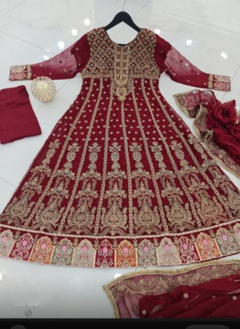 Pure Chiffon Sabyasachi Stone Work Chiffon Dupatta,Silk Pant