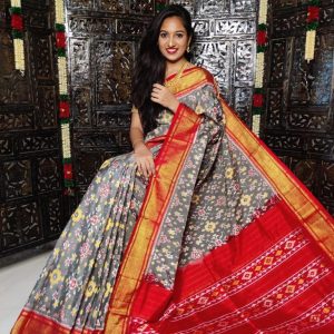 Pure ikkat Tussar Silk