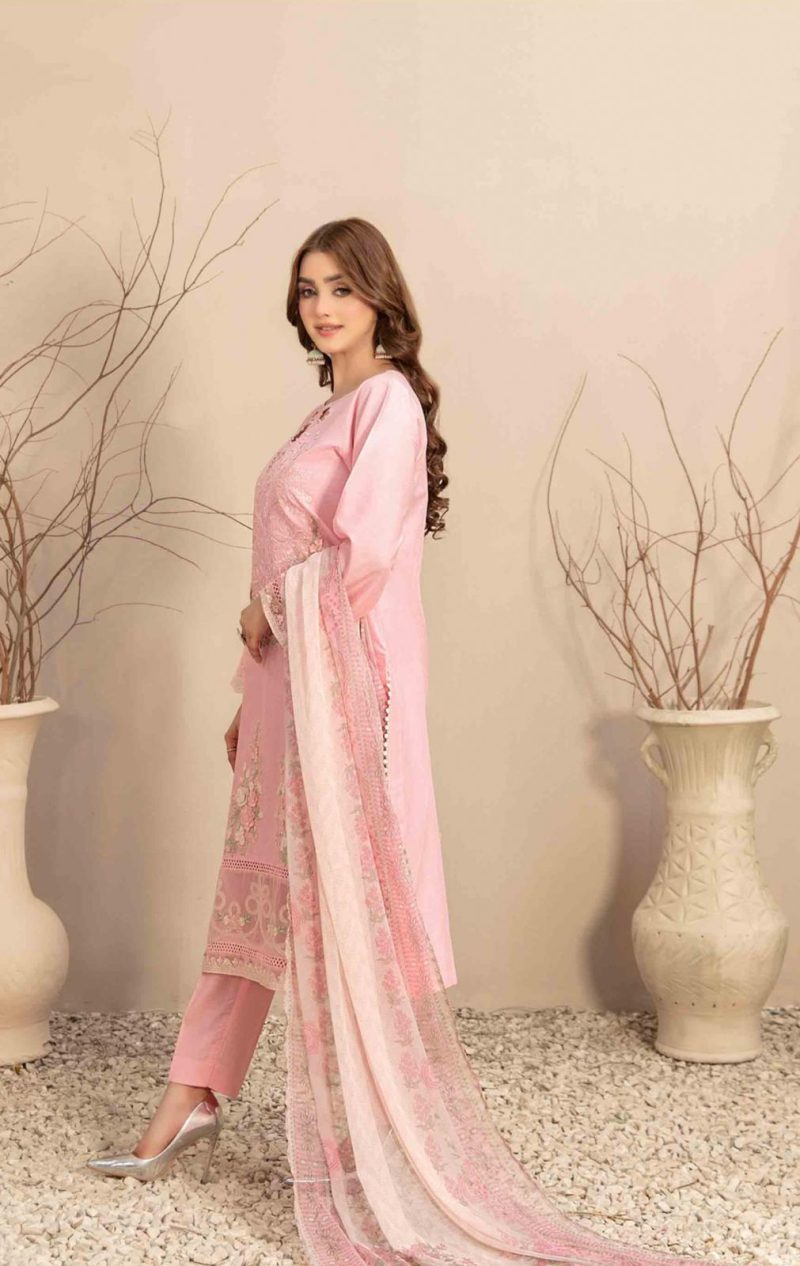 *Tawakkal Stitched Fancy Embroidered Jacquard Lawn Shirt Designs with Embellishments - Image 4