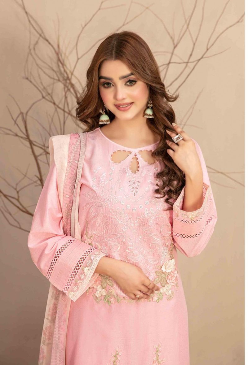 *Tawakkal Stitched Fancy Embroidered Jacquard Lawn Shirt Designs with Embellishments - Image 3